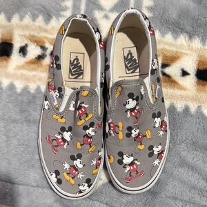 Vans Gray Mickey Mouse Slip-On Sneakers